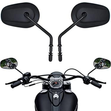 Imagem de BISHERDER Espelhos retrovisores retrovisores de motocicleta pretos para Harley Davidson Road King Street Electra Glide Road Glide Road Glide Dyna Softai Sportster 883 1200 (preto1)