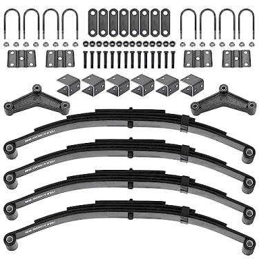 Imagem de Youxmoto Kit de suspensão de eixo de reboque em tandem de 1587 kg; kit de 4 molas em U e gancho de 4 folhas; 2 pares de olho-duplo de mola de reboque de 800 kg, 63 cm de comprimento, 3,5 cm de