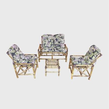 Imagem de Kit Poltrona Bambu 4 L Com Almofadas Para Edícula E Jardim - Compree, 