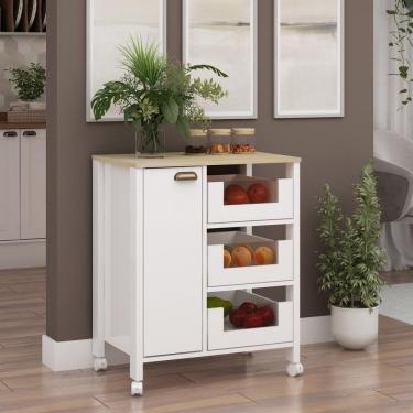 Imagem de Balcao Multifuncional 1 Porta 3 Gavetas Branco/savana Genial