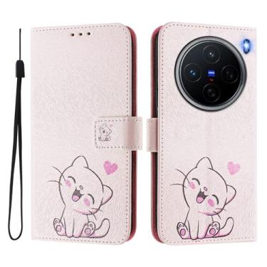 Imagem de Capa carteira para vivo X200 Pro Mini, 3 compartimentos para cartão, 1 compartimento para dinheiro, capa flip de couro PU com padrão fofo, capa com fivela magnética à prova de choque, compatível com