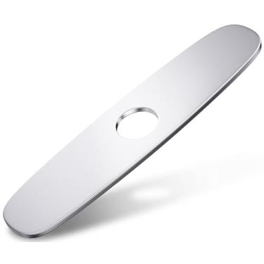 Imagem de Tampa do furo da torneira da pia da cozinha, escudo da placa do convés - placa de cobertura retangular longa de 1 ou 3 furos, placas de cobertura de encanamento, Mayyaya placa de deck de 25 cm