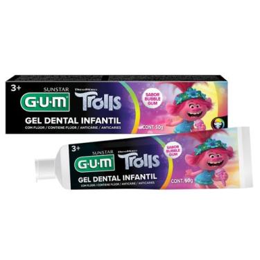 Imagem de Gel Dental Infantil 50g Trolls GUM Sabor Chiclete