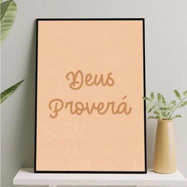 Imagem de Quadro Deus Proverá 33x24cm - com vidro - Quadros On-line, Madeira pre