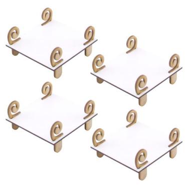 Imagem de 4 Bandejas Provençal Quadrada Flat Linha Premium - Mdf Branco - Modern