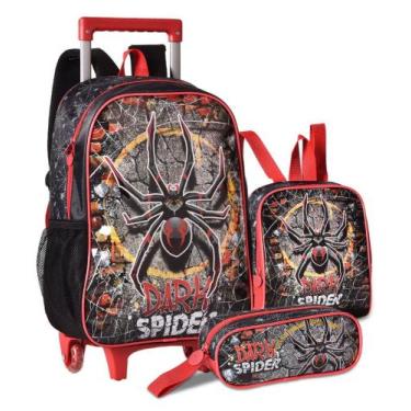 Imagem de kit escolar menino mochila+lancheira+estojo - clio , spiderdark