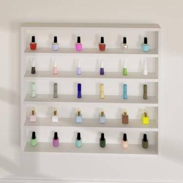 Imagem de Kit 5 Prateleiras Nicho Organizador Expositor Esmaltes Mdf Branco - De
