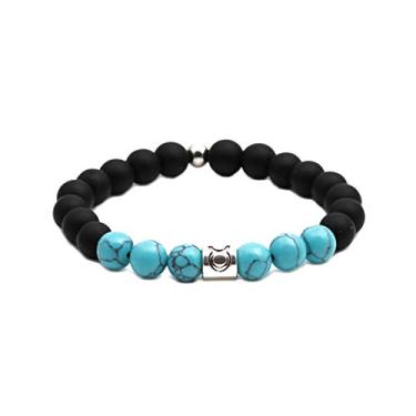 Imagem de MiniJewelry Pulseiras elásticas elásticas com contas de 12 constelações signos do zodíaco turquesa para mulheres, homens, aniversário, amizade, pulseiras elásticas, One Size, Liga de aço, Sem Pedra