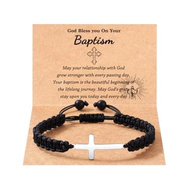 Imagem de Tarsus Presentes de batismo/primeira comunhão para meninos/meninas, pulseira cruzada, corda trançada, batismo, comunhão para meninos e meninas, average, Nylon, Sem pedras preciosas
