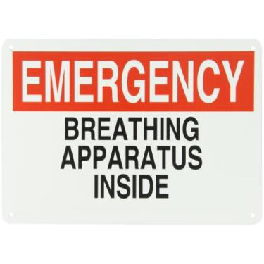 Imagem de Brady 41221 Alumínio, 25,4 cm x 35,5 cm Legenda de placa de emergência, Aparelho de respiração dentro"