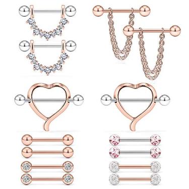 Imagem de Ruifan 14G 9/16" Bola de Cristal Bico Lingueta Escudo Anel Barra Corpo Piercing Joia Retentor 8-14 Peças
