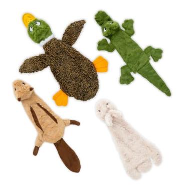 Imagem de Best Pet Supplies Brinquedo divertido 2 em 1 para cães grande (pato selvagem, lebre, esquilo, jacaré), pacote com 4 (pato selvagem, lebre, esquilo e jacaré) (PT07-08-45-47-L)