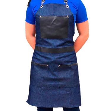 Imagem de Avental Vintage Jeans com detalhes em material sintético profissional 