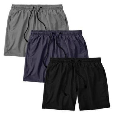 Imagem de Kit 3 Short Praia Bermuda Mauricinho Tactel Elastico Com Cordao Liso Esportivo Verao Academia Macio-Masculino