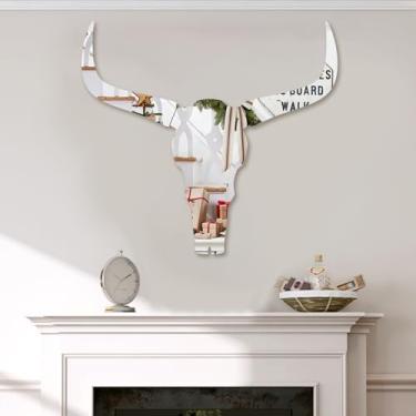 Imagem de Tumecos Conjunto de espelhos de acrílico inquebráveis para decoração de parede, resistente a arranhões, adesivos de espelho decorativos em forma de touro para banheiro, entrada, sala de estar, quarto