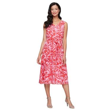 Imagem de S.L. Fashions Vestido feminino curto sem mangas com estampa floral primavera/verão, vestido de convidada de casamento com camadas assimétricas, Rosa Multi, 48