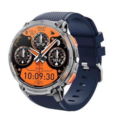 Imagem de Lamshaw Compatível com pulseiras de relógio inteligente militar Mingwear, pulseira de silicone esportiva de substituição compatível com relógio inteligente militar Mingwear K68 de 4,7 cm (azul)