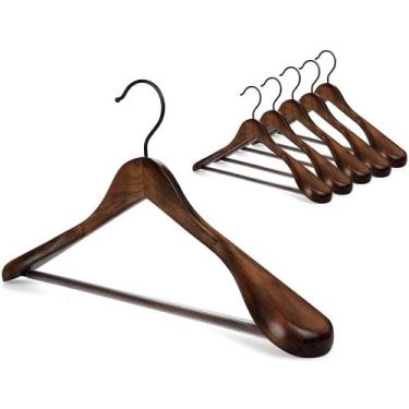 Imagem de Cabides de Madeira TOPIA HANGER - Conjunto com 6 Peças Pretas para Cas