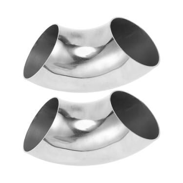 Imagem de Motoforti 2 peças 90 graus mandril curva cotovelo carro modificado tubo de escape tubulação 6.3 cm espessura OD 1,2 mm/18GA 63x152x1,2 mm 304 aço inoxidável tom prata