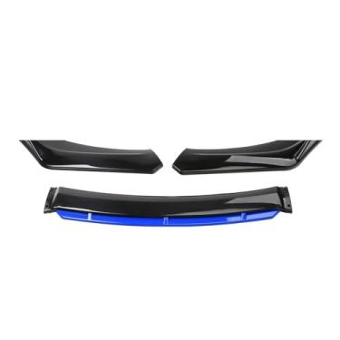 Imagem de 3PCS compatível com novo estilo de carro pára-choque dianteiro lábio corpo kit spoiler divisor fibra de carbono tira decorativa pára-choque canard lábio divisor universal(Bright black(BLUE))