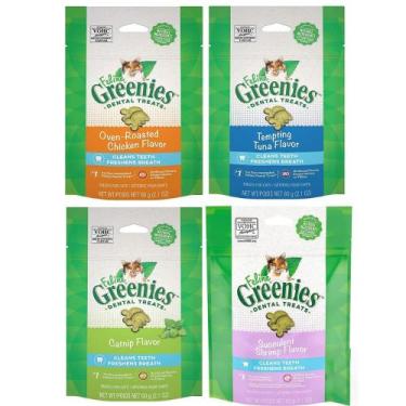 Imagem de Petiscos Dental Greenies para Gatos - 4 Sabores, 60g