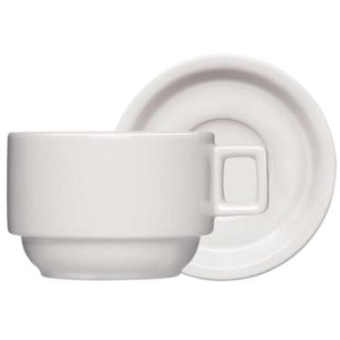 Imagem de Xícara de Porcelana Chá Café 210ml com Pires Bar Hotel Germer Branca R
