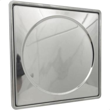 Imagem de Tampa Cega Ralo 15x15 E Caixilho Porta Grelha Quadrado 15cm Aço Inox K