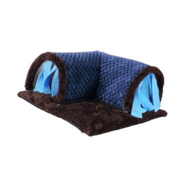 Imagem de Generic Curacão de porquinhos de cobaia Túnel de túnel de túneis para treinar sono e brincar de brinquedo de tubo hideaway para camundongos de esquilo pequeno, Marrom E Azul