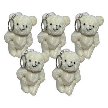 Imagem de Kit 5 Mini Urso Pelucia Chaveiro Ursinho Fofo Cesta Lembrancinha Maternidade Artesanato - 9cm