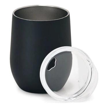 Imagem de Copo Com Tampa Inox Parede Dupla 300ml Preto - BBL