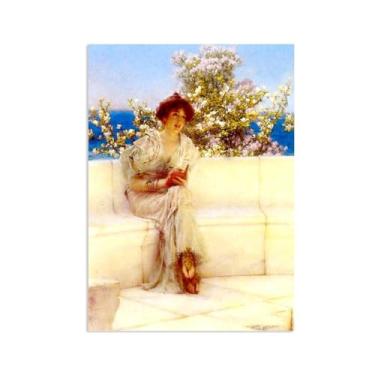 Imagem de MOBYAT Pôster All's Right with the World por Lawrence Alma Tadema Prints, reprodução de pintura a óleo, impressão giclée em tela, arte de parede pronta para pendurar para decoração de quarto de casa.