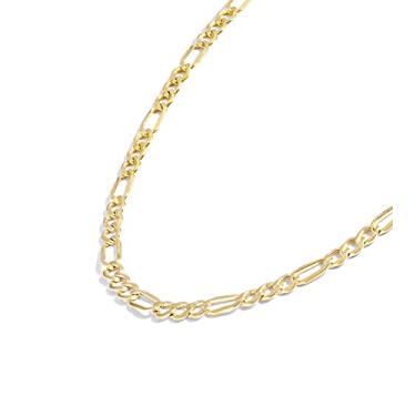 Imagem de Jewelry Atelier Coleção de colar de corrente de ouro - Colares de corrente fígaro preenchidos em ouro amarelo maciço 14K para mulheres e homens com diferentes tamanhos (2,8 mm, 3,7 mm, 4,7 mm, 5,6