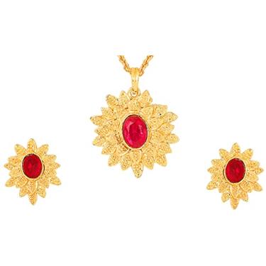 Imagem de Touchstone Conjunto de pingentes indianos de Bollywood contemporâneos e estilosos em dourado colorido e prateado para mulheres., Liga metálica, Sem pedras preciosas