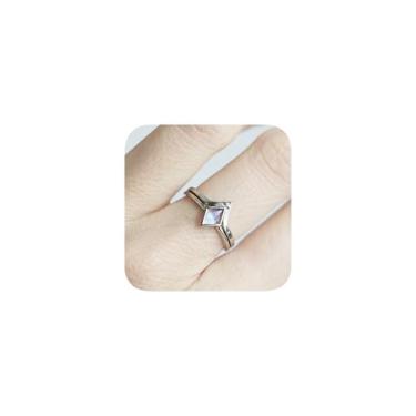 Imagem de Anel de prata banhado a 925 com pedra da lua para mulheres, anel de pedra preciosa eternidade para mulheres, zircônia cúbica, aliança de noivado e casamento para mulheres, joia boho, tamanho 10#