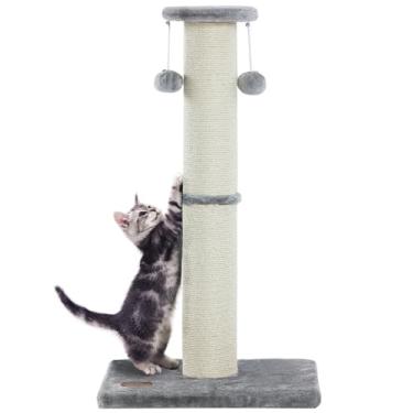Imagem de Kilodor Poste arranhador para gatos de 86 cm de altura, 10 cm de diâmetro, grande arranhador de sisal com bola, resistente e durável para gatos em ambientes internos, adultos, cinza