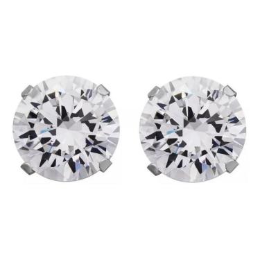 Imagem de Brinco Masculino Redondo Prata Pura 950 Pedra Zircônia 9Mm