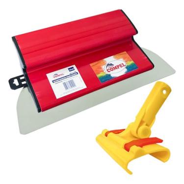 Imagem de Desempenadeira Berox Aço Inox 25cm Massa Corrida + Suporte