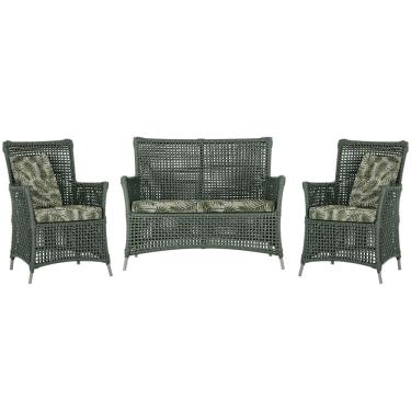Imagem de Jogo Sofá e 2 Poltronas de Área Igapó Alumínio Pintura Fendi Corda Náutica Estofado 5 Trama
