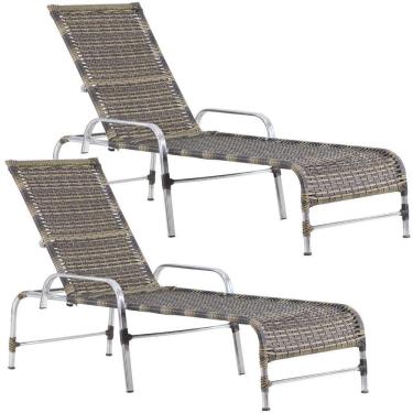 Imagem de Kit 2 Espreguiçadeiras Catar Em Alumínio Trama Original Capuccino