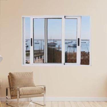 Imagem de Janela Vitrô de Alumínio 2 Folhas Móveis 120 X 120cm Linha 25