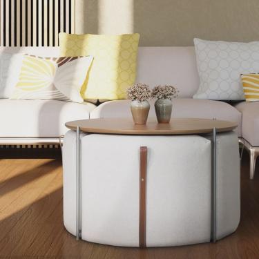 Imagem de Conjunto Onix Mesa Centro 82,5 Madeira/metal e 04 Puff