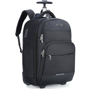 Imagem de Mochila com rodinhas Ponhog 30L com rodas para laptop de 15,6&quot; preta