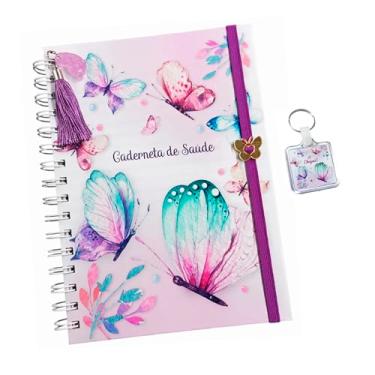Imagem de Caderneta de Vacinação Infantil Capa Dura, Cartão de Registro de Vacinas, Borboleta Lilas