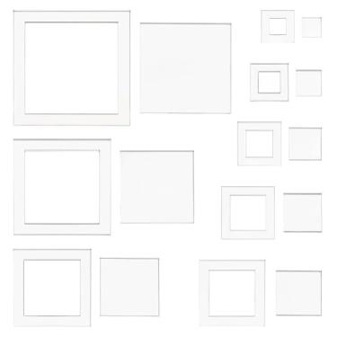 Imagem de BENECREAT Modelo quadrado de 16 tamanhos, régua de máquina de costura intrincada de acrílico, modelo de roteador de placa de pressão transparente para artesanato de corte de retalhos manuais, 6 mm de