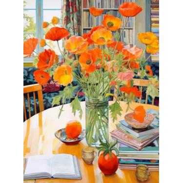 Imagem de Poppies Panorama: Orange Elegance from Cross & Glory - Beautiful Jigsaw Puzzle with Vibrant Eco-Friendly Pieces, Satin Finish, and Challenging Design - 1000 Piece Puzzle for Adults