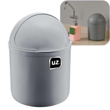 Imagem de Lixeira 4 Litros Cozinha Escritório Banheiro Tampa Basculante Cinza Uz