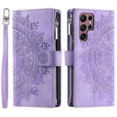 Imagem de HJZSZX Para Samsung S24 Plus Crossbody Couro Flip Case Lanyard Zip Wallet Phone Cover (Para Samsung S24 Plus/Roxo)