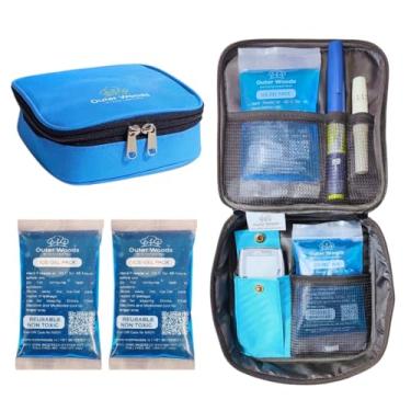 Imagem de Outer Woods Bolsa de viagem de resfriamento de insulina de nylon para diabéticos com dois pacotes de gel de gelo mantém a insulina fresca e segura por 6 a 8 horas. Bolsa de viagem para resfriador de