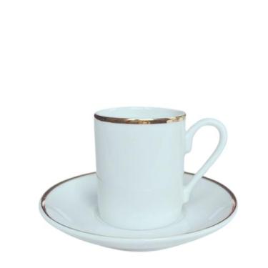 Imagem de Jogo Xícara p/ Café 6un 50ml Brasilia Filete Ouro Porcelana Schmidt