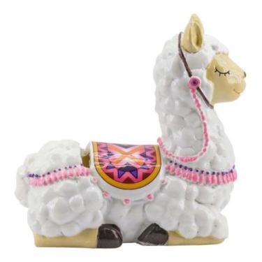 Imagem de Enfeite Lhama Branca Cofre Cofrinho Porta Moedas13.5cm - Genérica, Lha